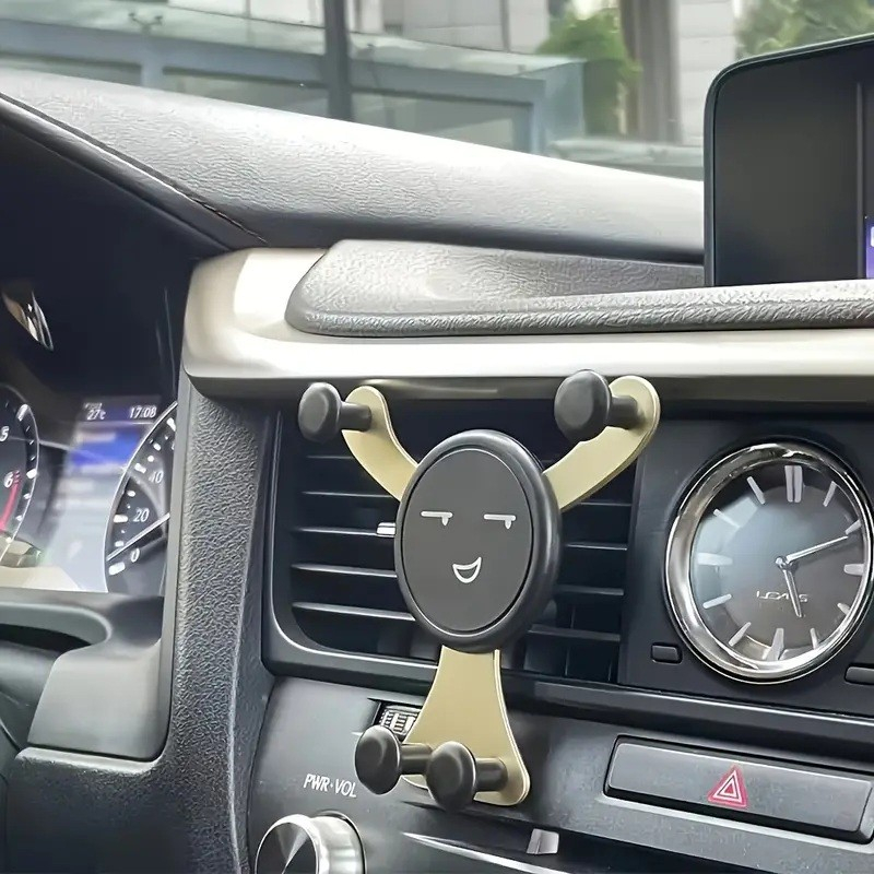 Suport de Telefon, pentru Ventilatie, din ABS si Silicon, 11 x 10 x 4 cm, pentru Telefon 4.0 - 6.0 inch, Model Smiley Face, Auriu [2]