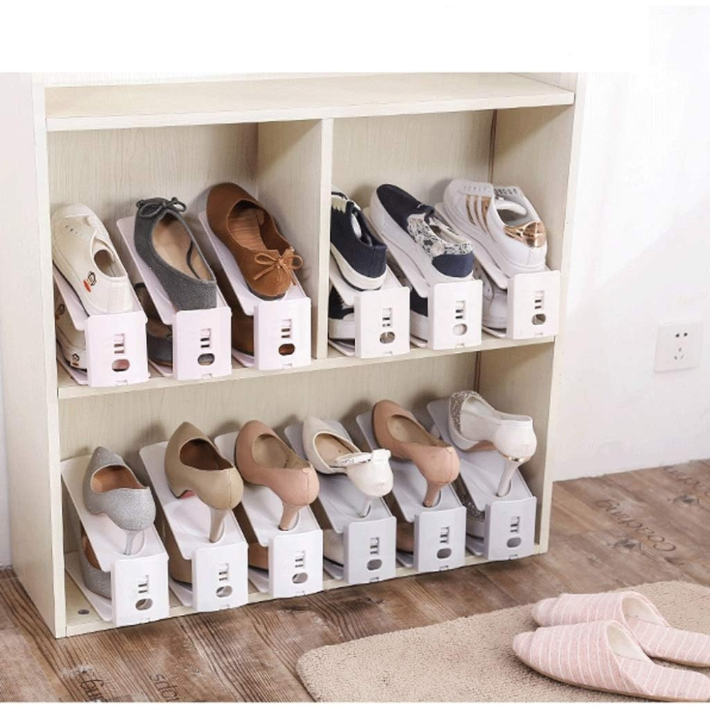 Suport pentru Pantofi, din Plastic, Reglabil, 2 Niveluri, 27 x 10 x 20 cm, Alb [5]