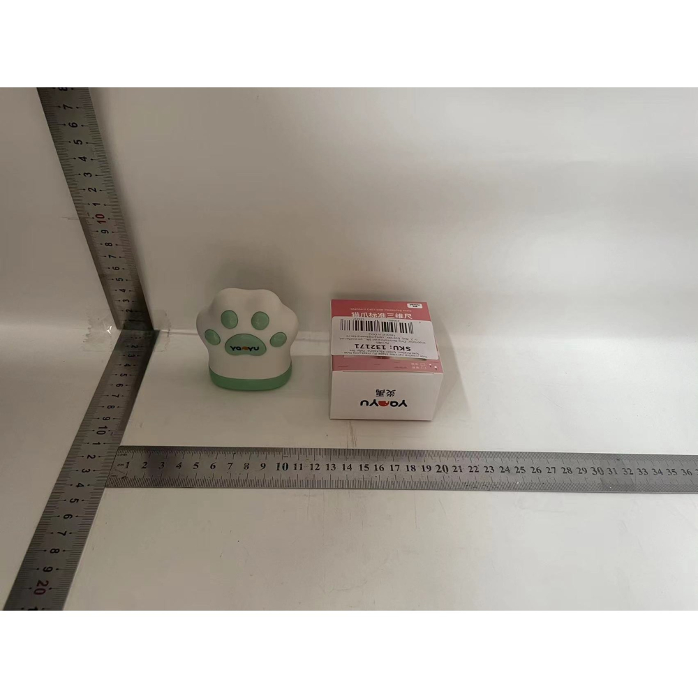 Ruleta Portabila, Ruleta mini pentru Copii, Model Labuta de Pisica, cu Prindere, pentru Masurat Diametrul, 5.5 x 6.5 cm, Banda 1.5m, Verde [6]