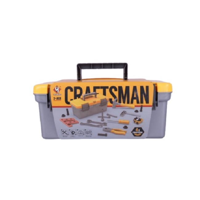 Trusa Scule si Unelte de Jucarie pentru Copii, 19 Piese Material Plastic, Interactiv, +3 Ani, 27.5x15.5x13 cm, Gri/Portocaliu [6]