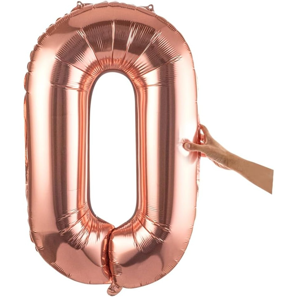 Balon Folie Metalizata Litera O, 100 cm, Umflati cu Heliu sau Aer, Ambalaj Individual, Pai inclus, Rose Gold [8]