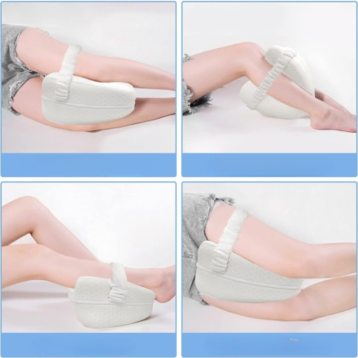 Perna Ortopedica pentru Picioare, Multifunctionala, Confortabil?, in Forma de Inima, Spuma cu Memorie, Curea Anti-cadere, 25x23x13 cm, Alb [2]