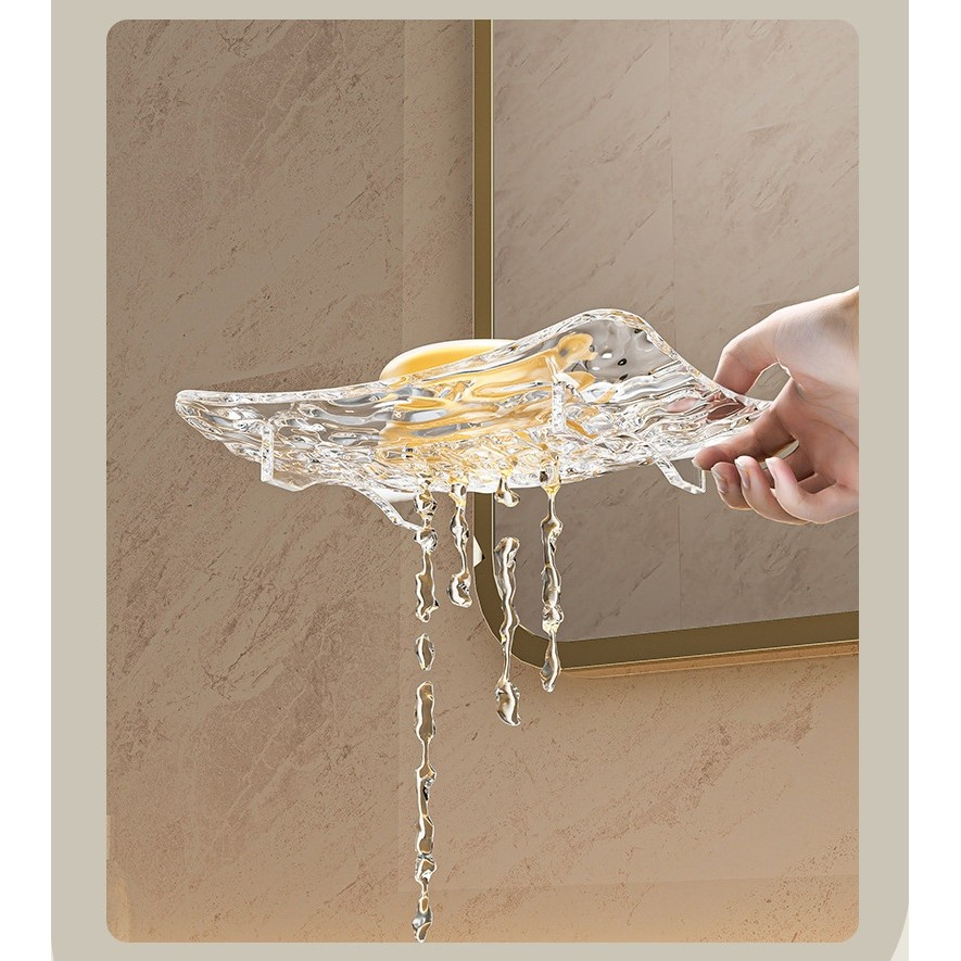 Savoniera din Plastic 15 x 9 cm, cu Scurgere Apa, Design Modern, Transparent [5]