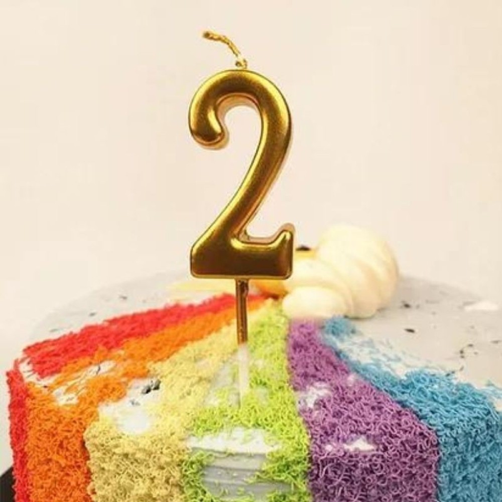 Lumanare de Tort, Model Cifra 2, Party, 4.5 x 2.5 cm, din Parafina, Auriu [2]