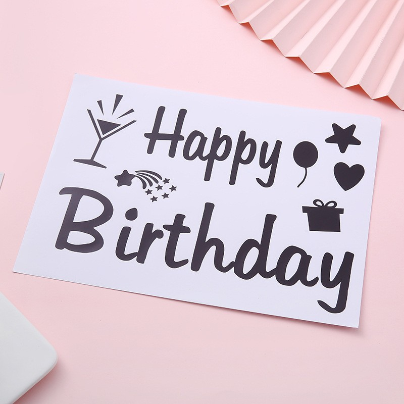 Sticker Autocolant pentru Baloane, Tematica Aniversare, Model Happy Birthday, 29x21 cm, Negru [2]