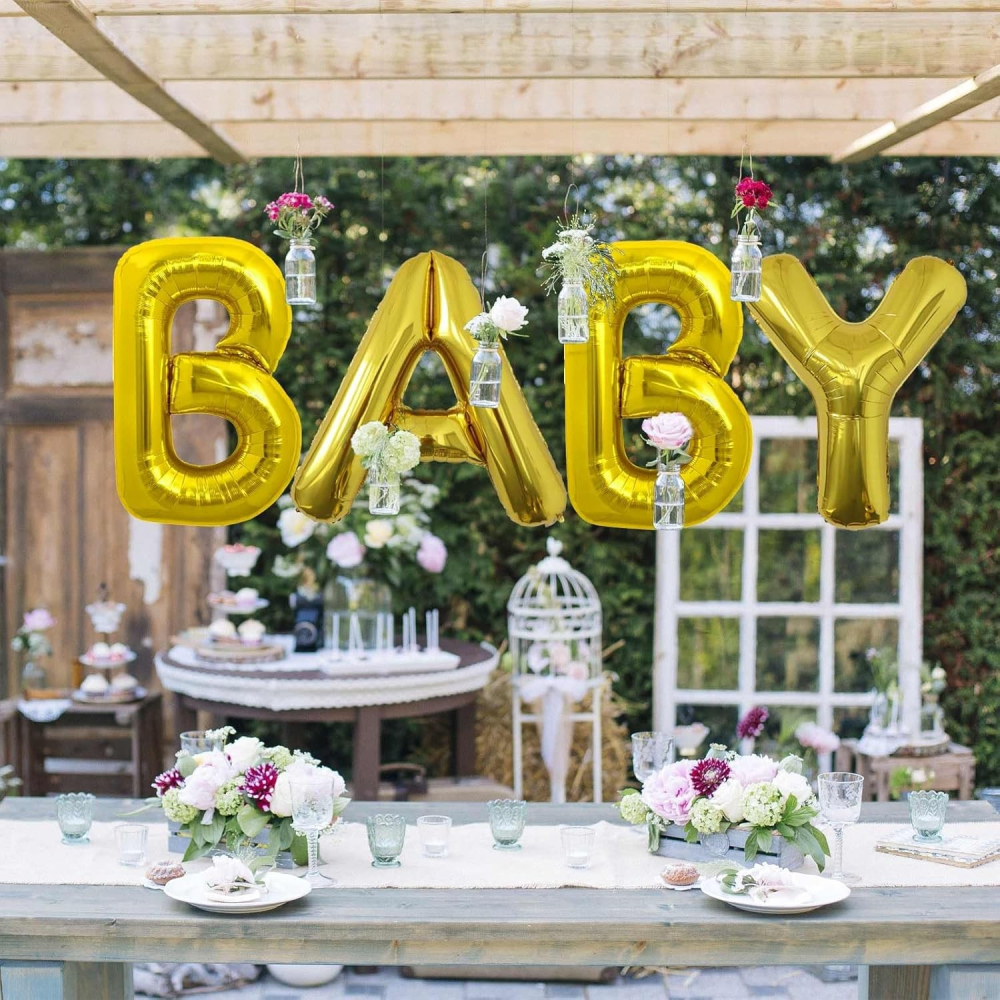 Balon Folie Metalizata Litera B, 80 cm, Umflati cu Heliu sau Aer, Ambalaj Individual, Pai inclus, Auriu [15]