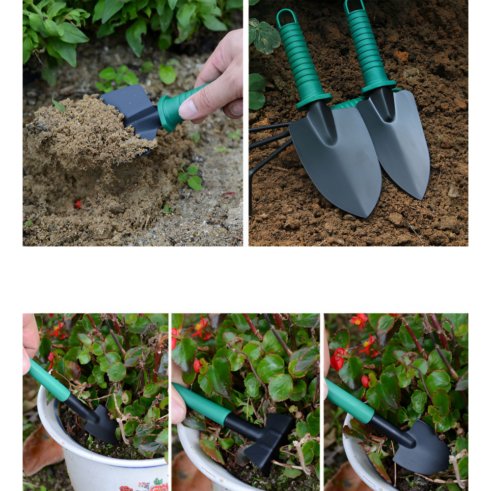 Set 12 Unelte de Gradina, pentru Plantare Prelucrare Sol si Ingrijire Plante, Material PVC si Otel, Cutie Inclusa, 38 x 29 cm, Verde Deschis [4]