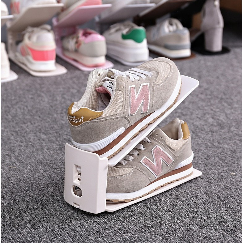 Suport pentru Pantofi, din Plastic, Reglabil, 2 Niveluri, 27 x 10 x 20 cm, Alb [4]