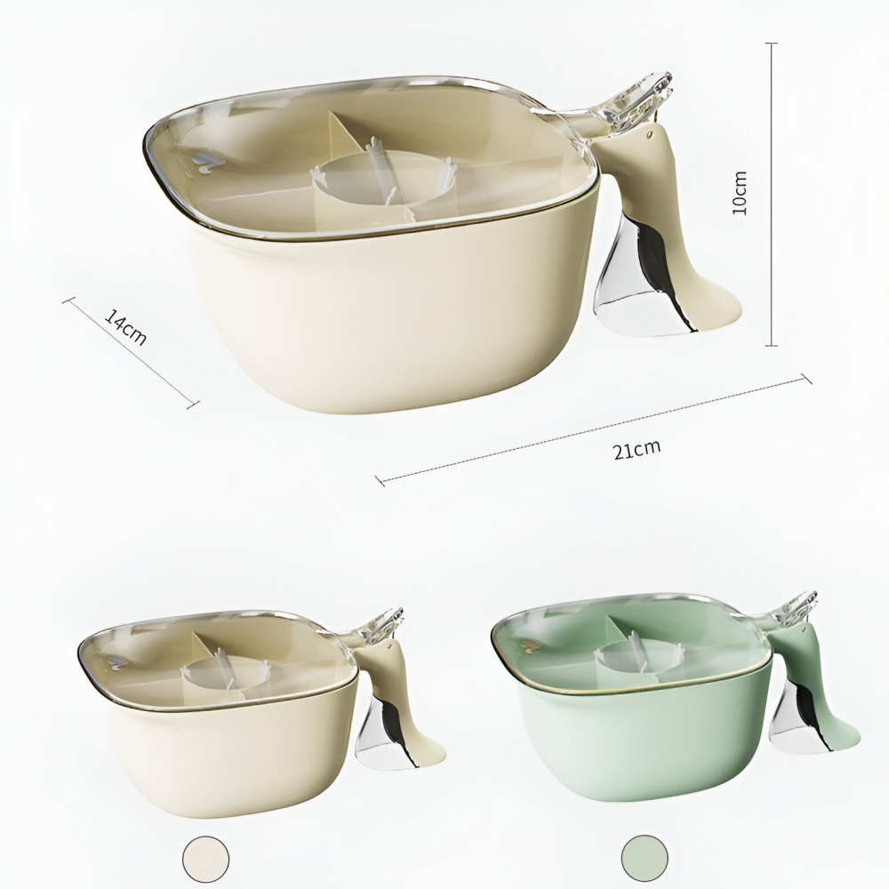 Cutie de Depozitare a Condimentelor, de Uz Casnic, cu Maner Stabil, cu Capac, 4 Compartimente Principale, 21 x 14 x 10 cm, Verde [3]