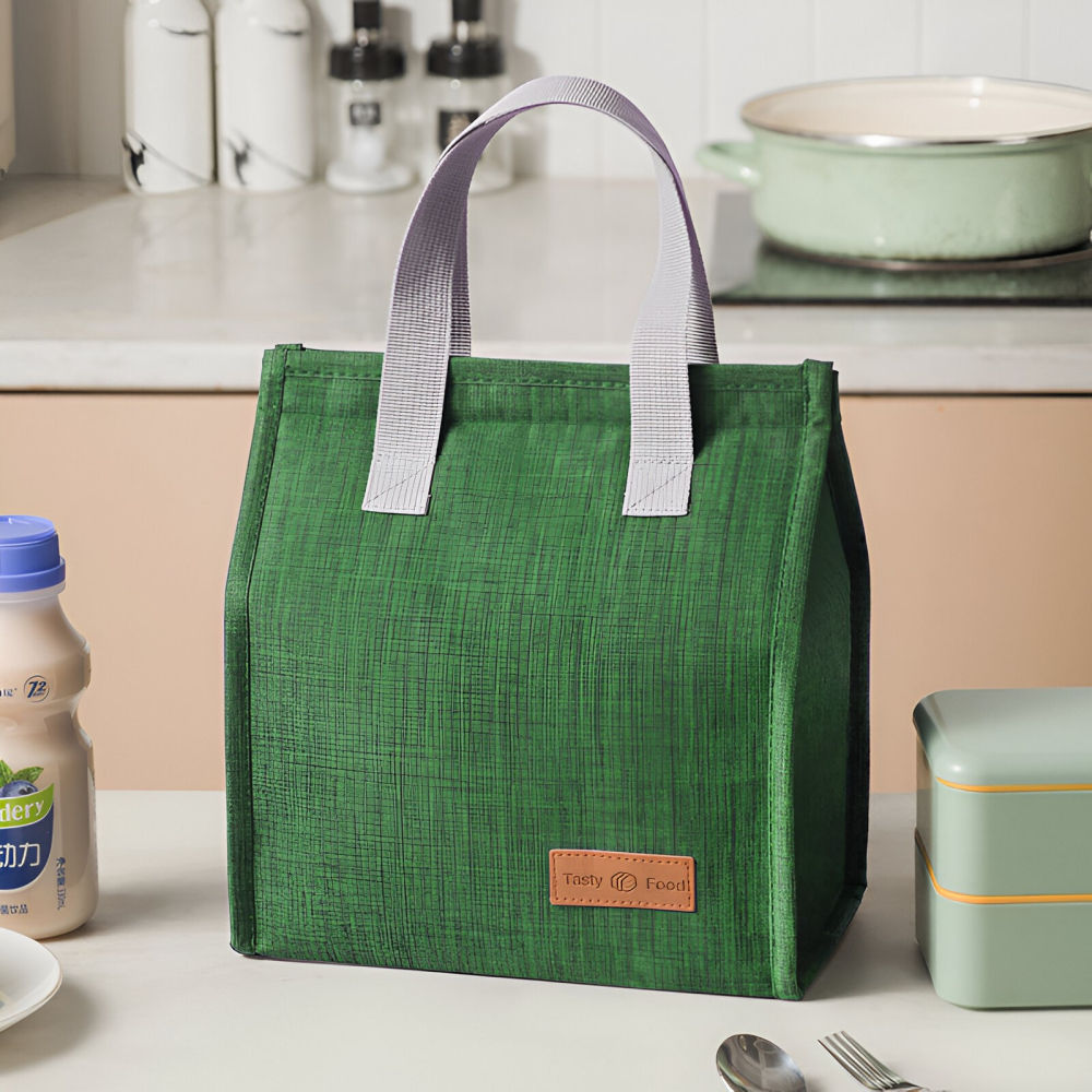 Geanta Termoizolanta Tip Bento Bag Camping Cooler, Aluminiu, 22.5x13x25,5 cm, 3.3 L, Verde [2]