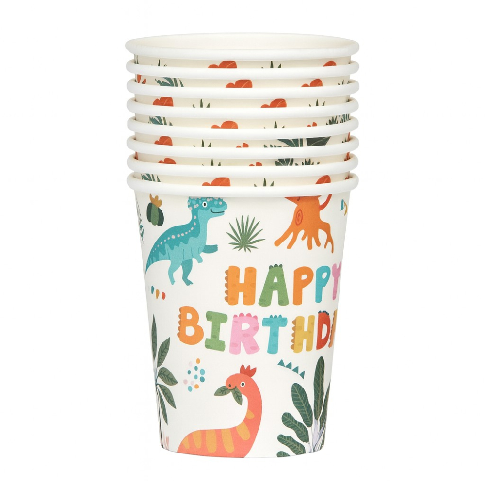 Set 10 Pahare, Imprimeu cu Dinozaurii, din Carton, 250 ml, 7.5 x 8.5 x 5.2 cm, Multicolor [3]