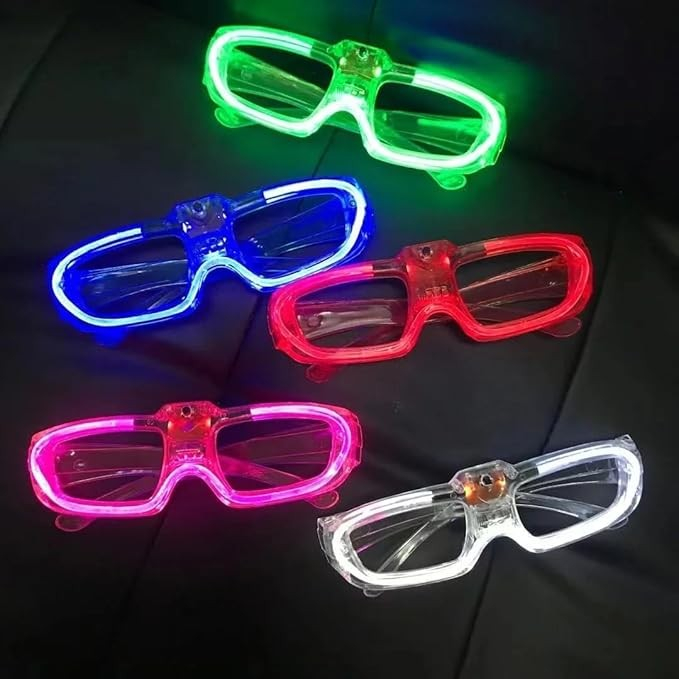 Ochelari de Petrecere cu LED, Model Neon, din Plastic, 3 Moduri de Iluminat, Marime Universala, Multicolor [6]