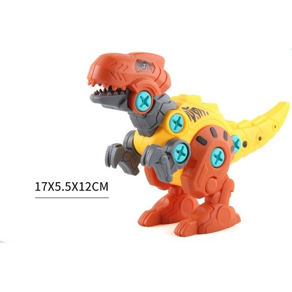 Set de Constructie/Asamblare, 4 Dinozauri, cu Bormasina Electrica, Baterii 2 x AA, Surubelnita si Cutie Depozitare, 22.5 x 14.5 x 15 cm, Multicolor [7]