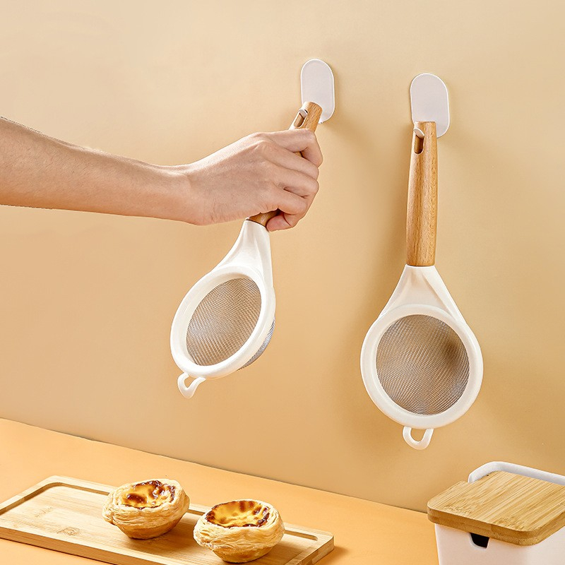Strecuratoare, Mini Sita din Inox Silicon si Lemn, Sita pentru Bucatarie pentru Faina, Ceai si Alte Alimente, 25 x 10 cm Alb [2]