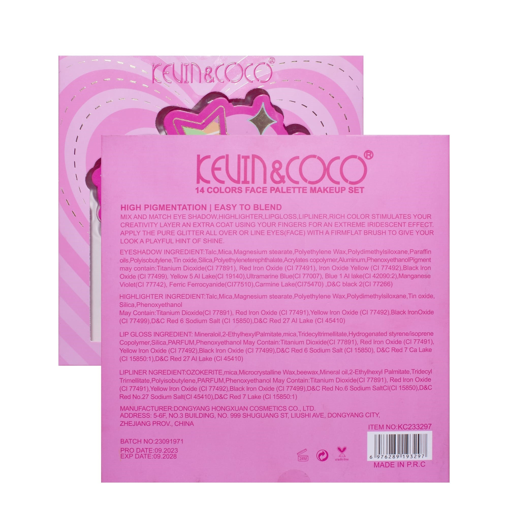 Set Paleta de machiaj cu 14 farduri de pleoape Kevin&amp;Coco, Red Heart Eyeshadow Palette, 21 x 20.5 x 2.2cm [6]