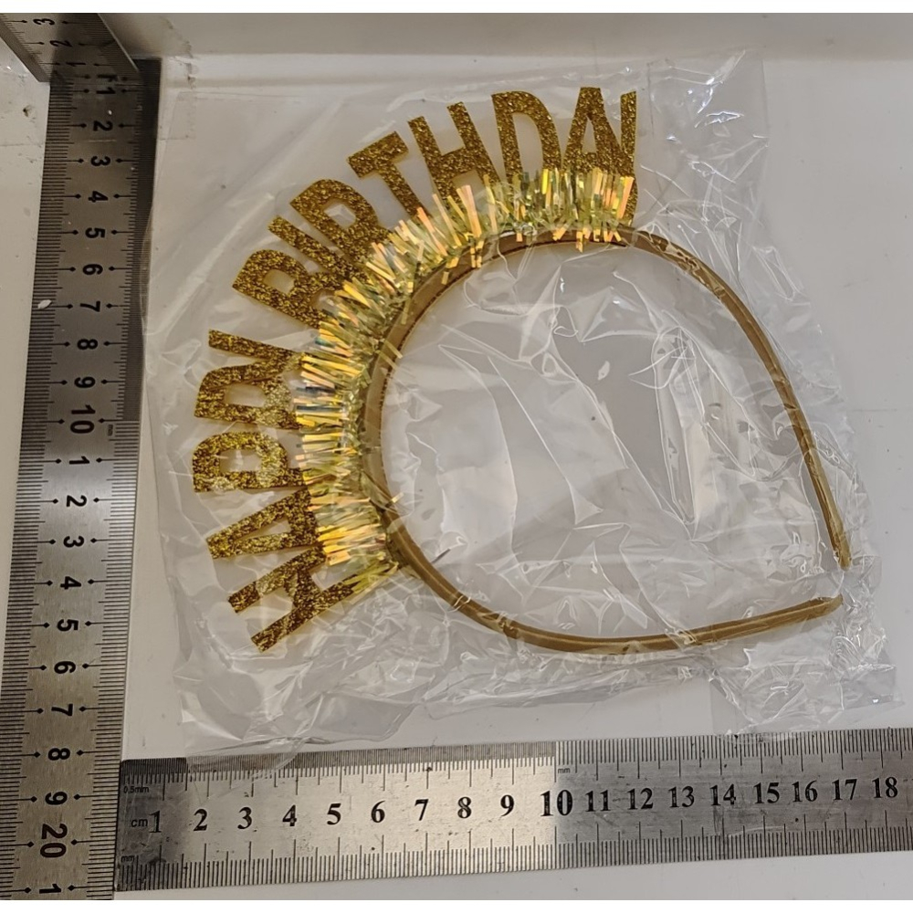 Coronita Decorativa pentru Petreceri, Tema Aniversare, Model Happy Birthday, Marime Universala, Auriu [4]