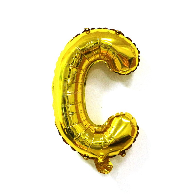 Balon Folie Metalizata Litera C, 80 cm, Umflati cu Heliu sau Aer, Ambalaj Individual, Pai inclus, Auriu [2]