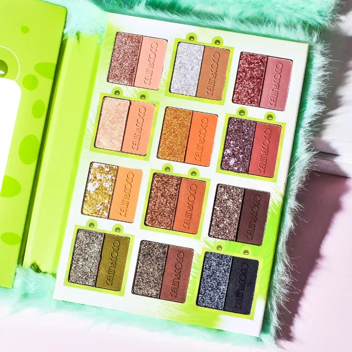 Set de Machiaj Kevin&amp;Coco, 38 culori, Fard Ochi, Iluminatoare si Contouring, Husa Pufoasa, Model Broscuta, 17.3x12.5x5 cm, Multicolor [3]