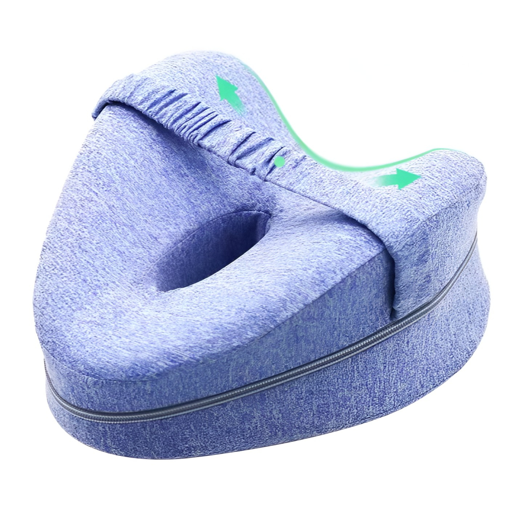 Perna Ortopedica pentru Picioare, Multifunctionala, Confortabil?, in Forma de Inima, Spuma cu Memorie, Curea Anti-cadere, 25x23x13 cm, Albastru [8]