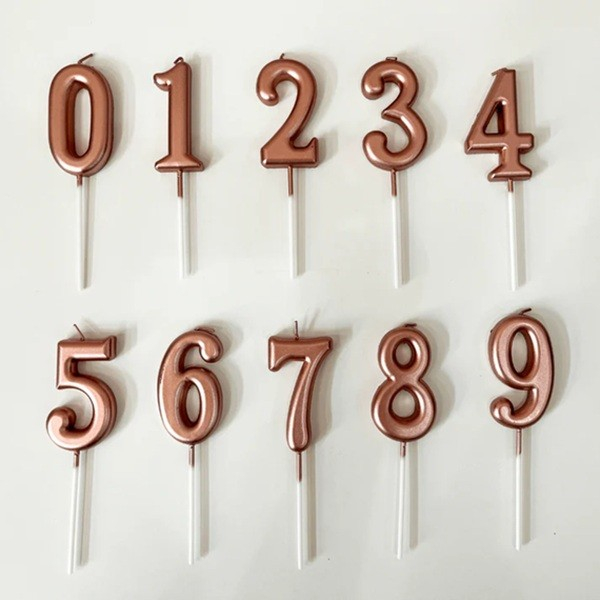 Lumanare de Tort, Model Cifra 6, Party, 4.5 x 2.5 cm, din Parafina, Rose Gold [3]