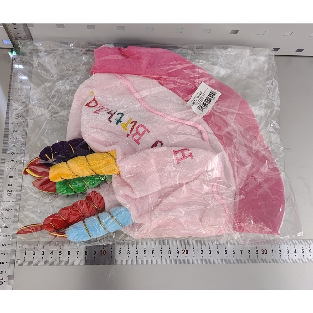 Palarie Happy Birthday, Accesoriu pentru Petrecere, Model Tort, Tematica Aniversare, 60x60x55 cm, Roz [5]