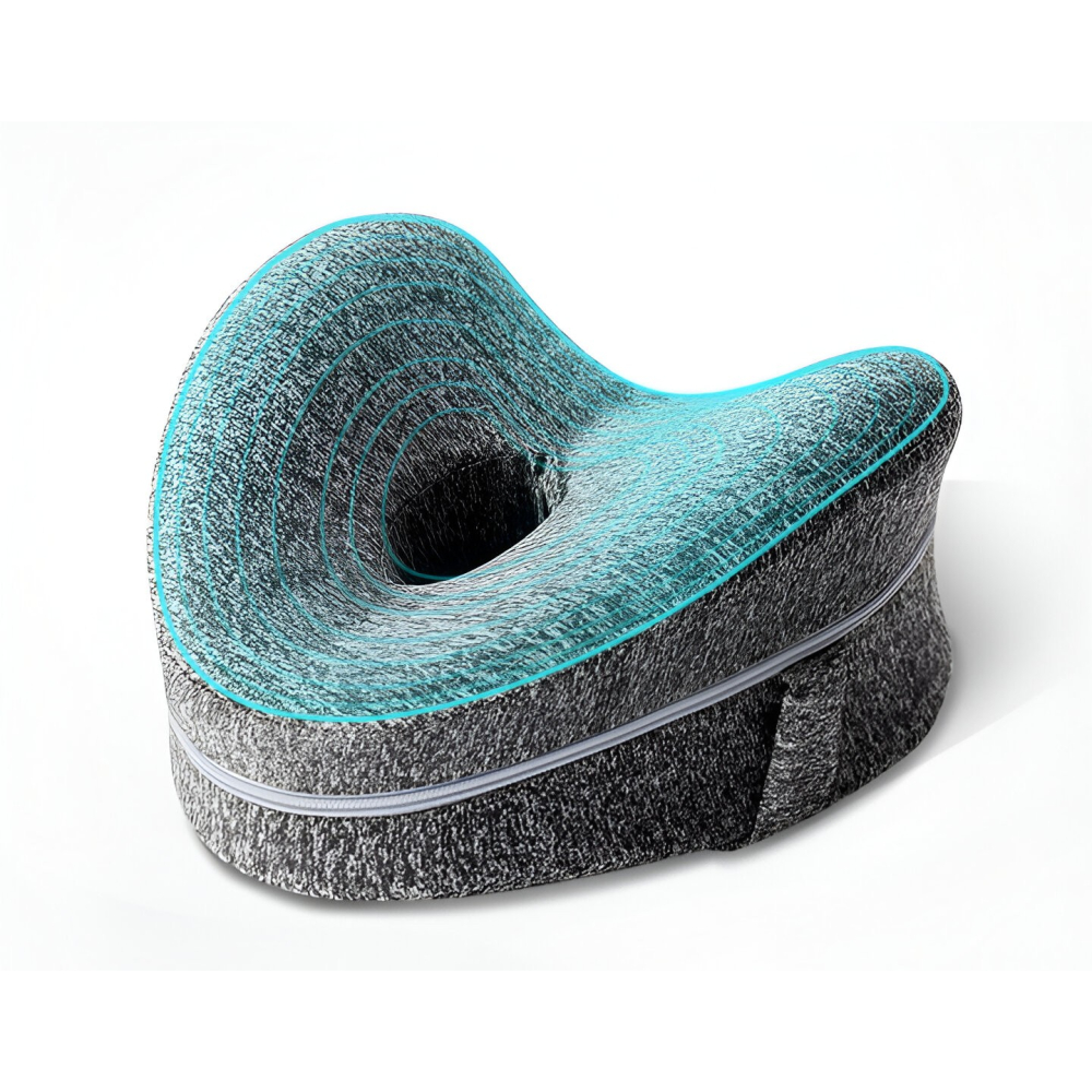 Perna Ortopedica pentru Picioare, Multifunctionala, Confortabil?, in Forma de Inima, Spuma cu Memorie, Curea Anti-cadere, 25x23x13 cm, Gri [3]