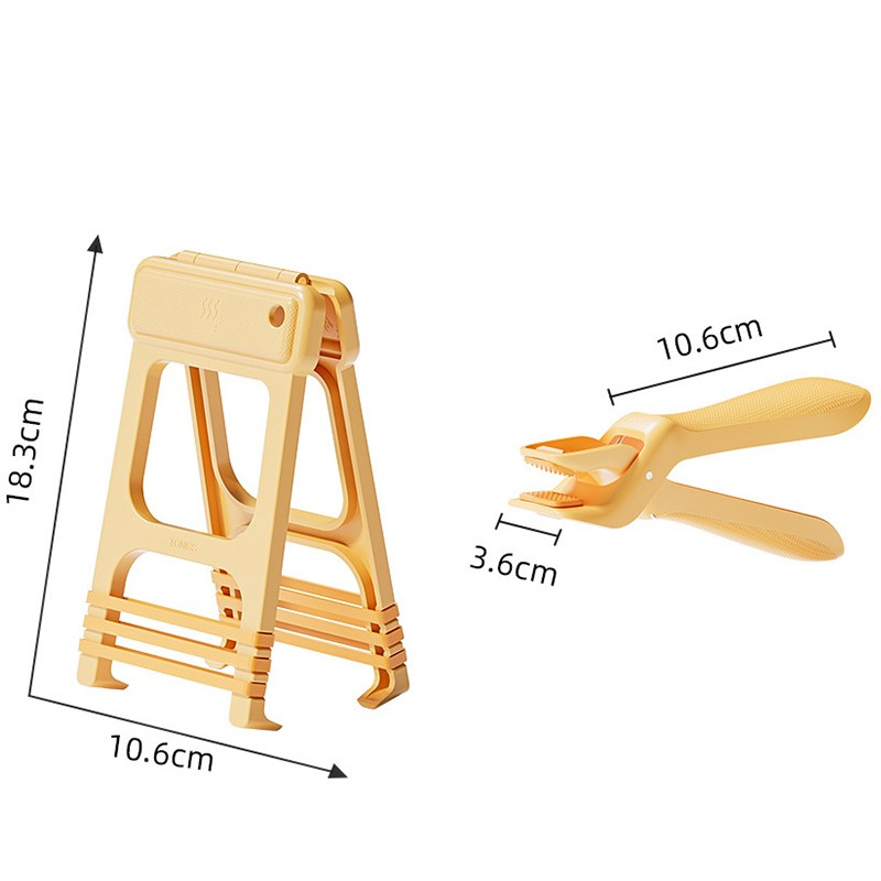 Cleste pentru Boluri, Anti-Alunecare, din ABS si Silicon, Extindere, pentru Oale, Tigai, de Uz Casnic, Rezistent la Temperaturi Inalte, 16x 10.5 x 3.6 cm Galben [3]