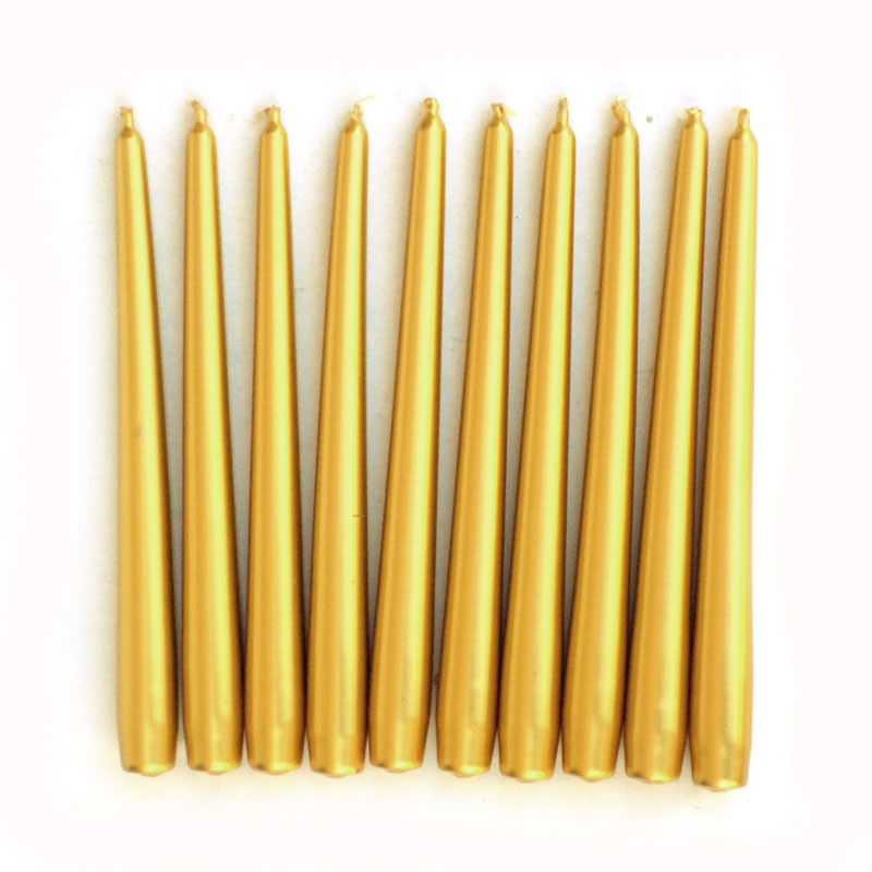 Lumanare Decorativa, pentru Masa, 25 cm, din Parafina, fara Fum, Ardere 7.5h, Auriu [3]