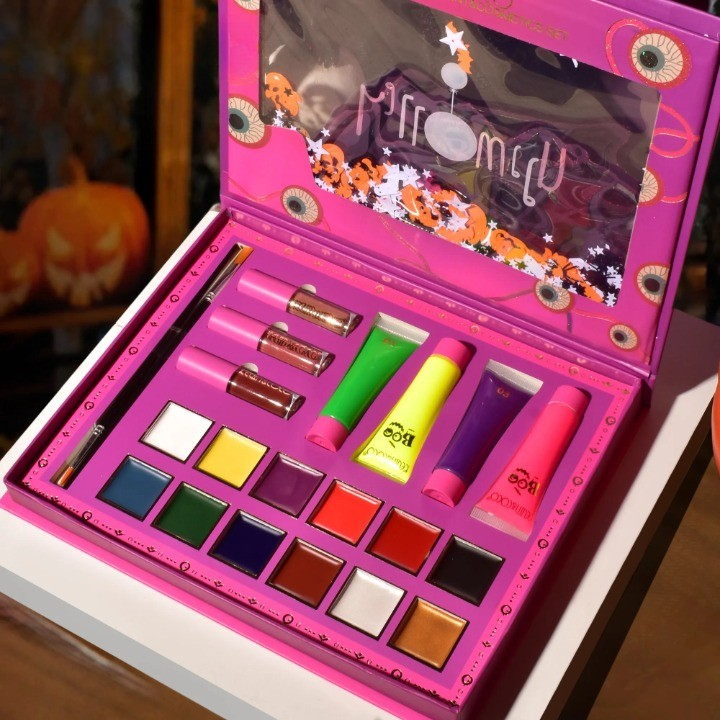 Set Produse de Pictat Fata, KEVIN &amp; COCO, Halloween, 12 culori, 3 Rujuri, 4 Tuburi Vopsea, 25.5 x 20.5 x 2.6 cm, Multicolor [5]