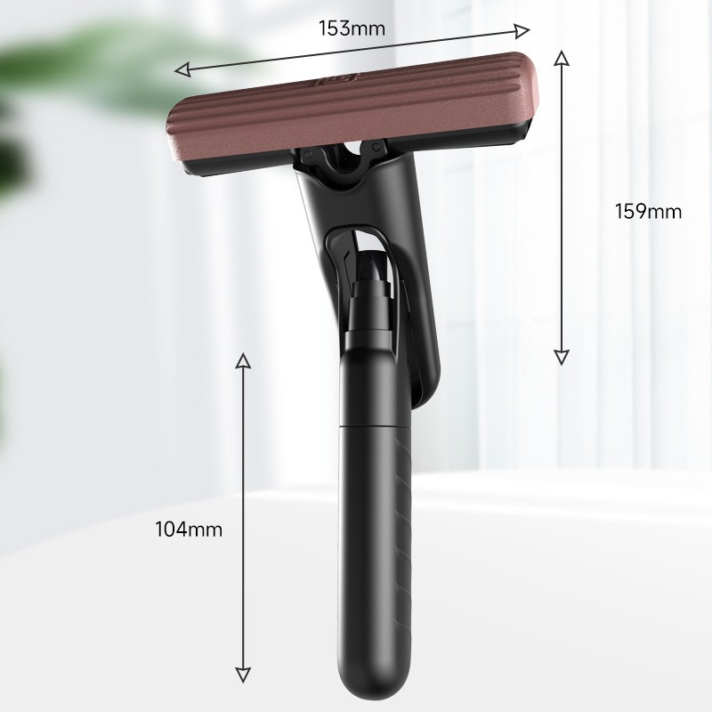 Mop Plat cu Pulverizare, Recipient pentru Solutie de Suprafete, Geamuri, Interior Auto, Maner Scurt, Usor de Utilizat, Sistem de Stoarcere, 15.5 x 15.5 x 12.5 cm, Negru [2]