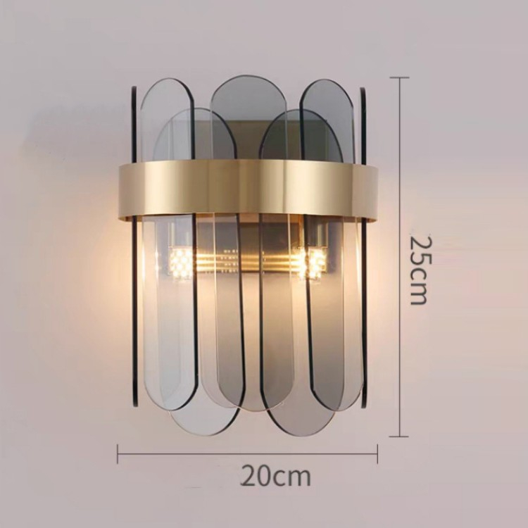 Lampa de Perete in Interior, Lampa de Lux pentru Decor de Interior, Corp de Iluminat Tip aplica, din Inox Auriu si Cristal, Lumina Calda Rece Neutra, 25 x 20 cm, Ideal pentru Camere Mici si Medii, Negru Auriu [2]