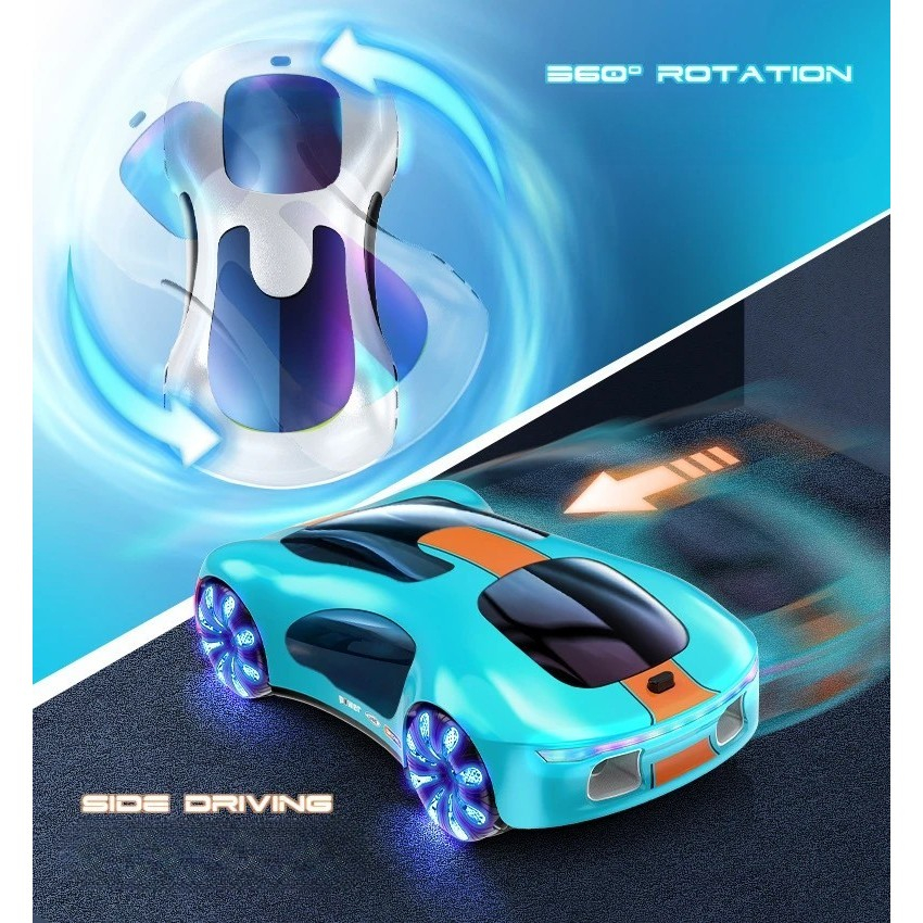 Masinuta Smart, cu Telecomanda si Controller prin Gesturi/Wireless, Lumini/Sunet/Abur, Reincarcabila, 24x12,4x7,1 cm, Statie de Incarcare EV, Albastru/Portocaliu [8]