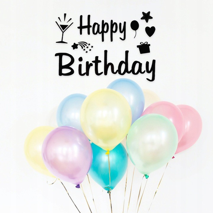 Sticker Autocolant pentru Baloane, Tematica Aniversare, Model Happy Birthday, 29x21 cm, Negru [3]