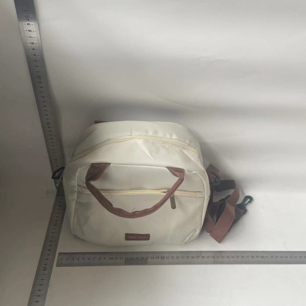 Geanta Termica pentru Pranz Multifunctionala, Compartimentata, Impermeabila, 2 Tipuri de Manere, 26x14.3x21.2 cm, Crem [2]