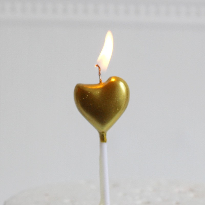 Lumanare de Tort, Model Inima, Party, 8.5 x 3 cm, Auriu [4]
