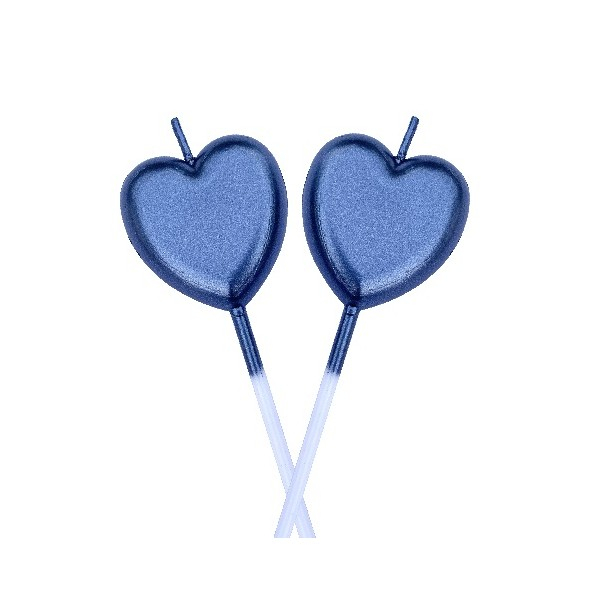 Lumanare de Tort, Model Inima, Party, 8.5 x 3 cm, Albastru [3]