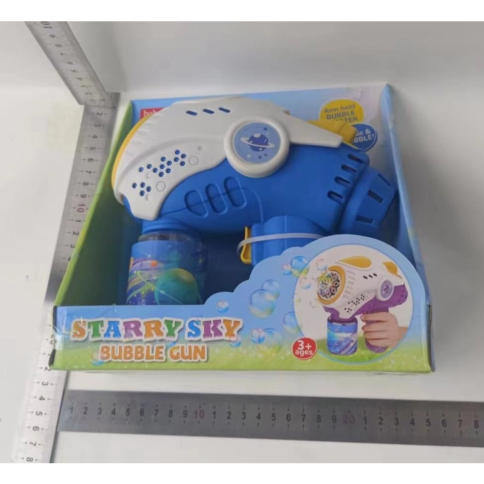 Jucarie Interactiva pentru Baloane de Sapun, Sunete si Lumini, Model Pistol, cu 8 Orificii, 20.6 x 9.4 x 21 cm, Albastru [7]