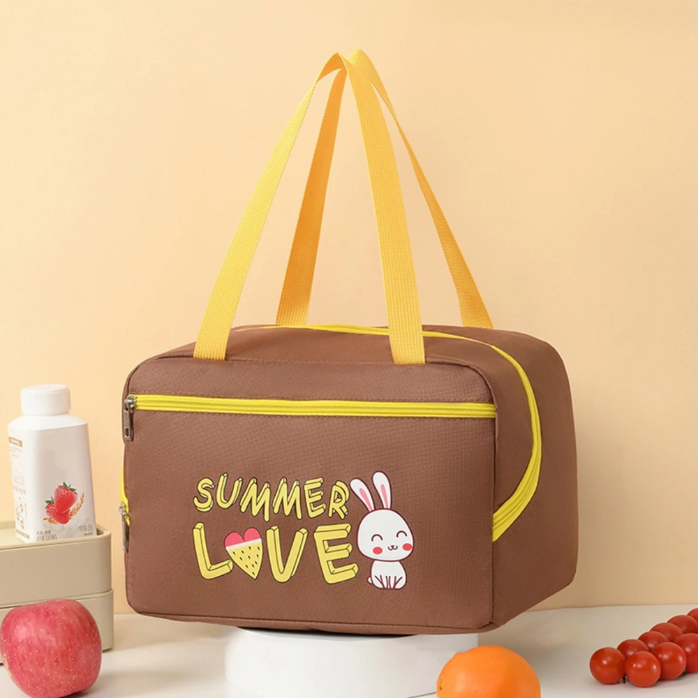 Geanta Termo-Izolanta, Compartimente Telefon si Tacamuri, Multifunctionala, Impermeabila, 30x21x20 cm, Design Iepuras, Maro [3]