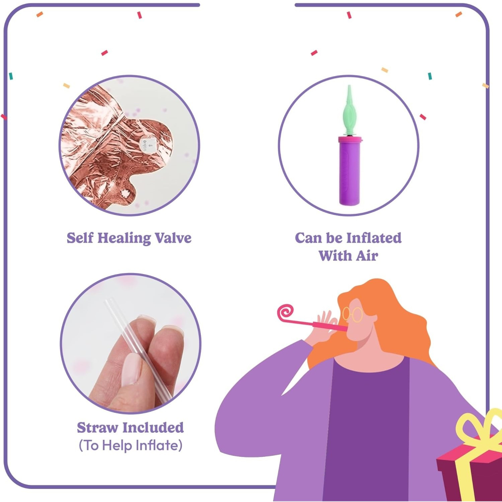 Set Baloane din Folie Metalizata, Model Happy Birthday, 45x85 cm, 45x124cm, Baloane Party, Ambalaj Individual, Pai Inclus, Umflare cu Aer sau Heliu, Roz Pal [10]