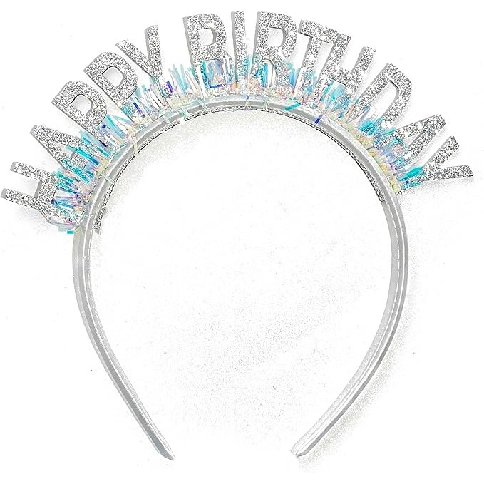 Coronita Decorativa pentru Petreceri, Tema Aniversare, Model Happy Birthday, Marime Universala, Argintiu [5]