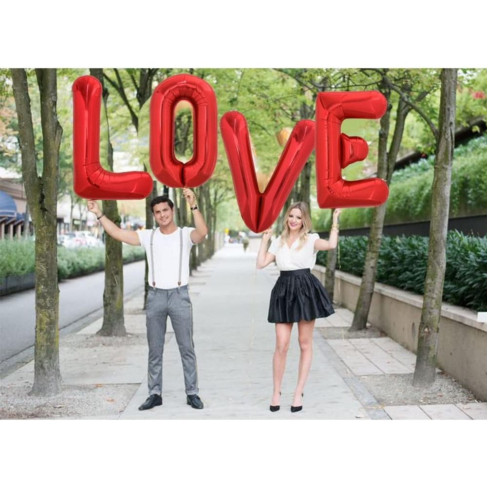 Balon Folie Metalizata Litera L, 40 cm, Umflati cu Heliu sau Aer, Ambalaj Individual, Pai inclus, Rosu [5]