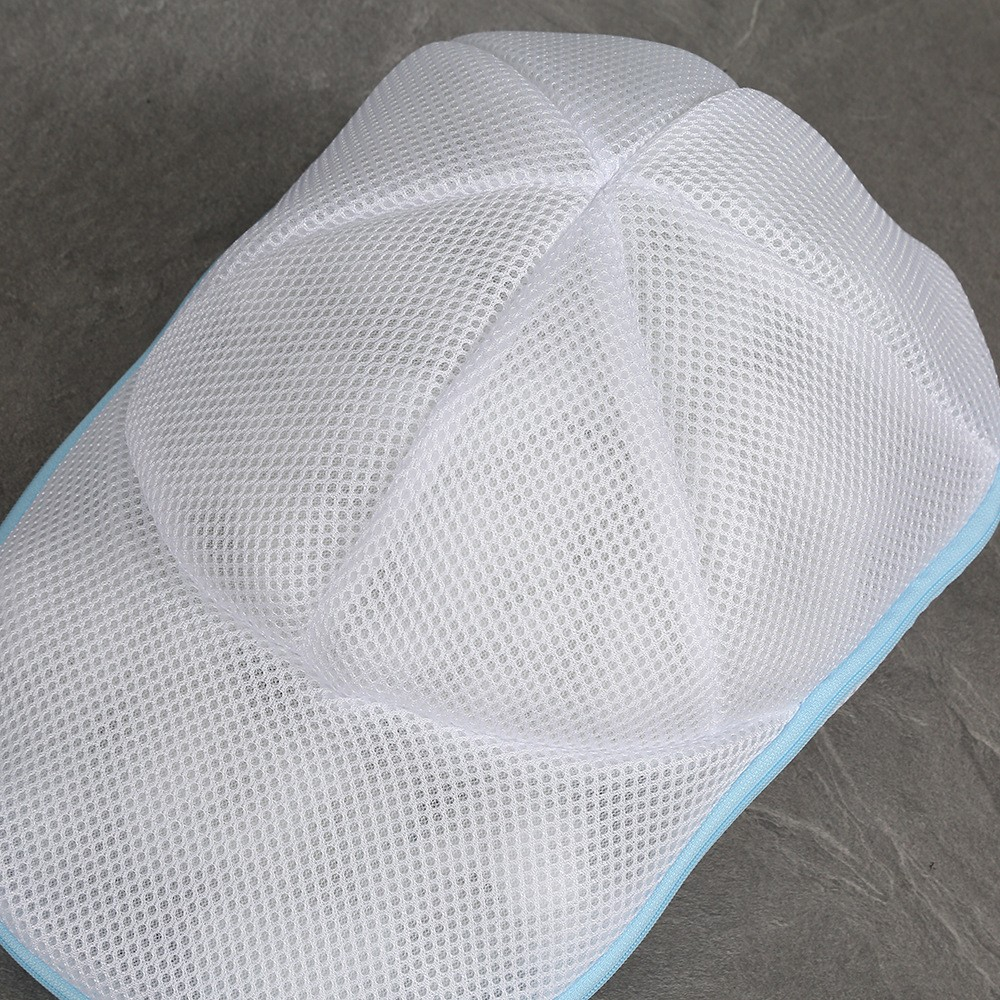 Husa de Spalare Sapca, pentru Masina de Spalat, din Poliester, Circumferinta 53 cm, cu Fermoar, Alb/Albastru [7]