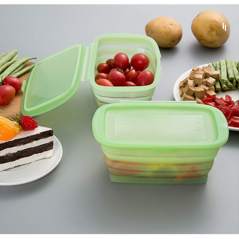 Caserola din Silicon, Pliabila, 1L, 18.8 x 8 x 11.5 cm, Rezistenta Temperaturi Extreme, Verde [8]