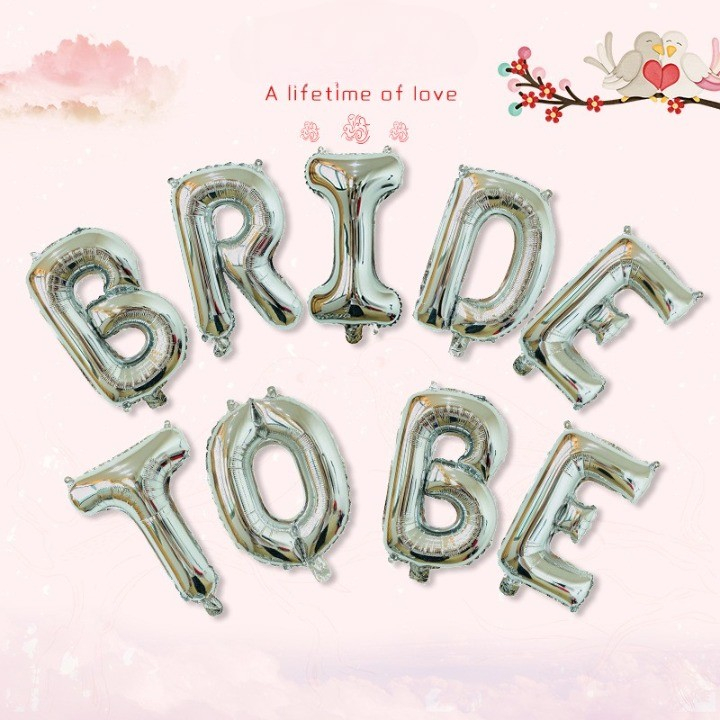 Set Baloane din Folie Metalizata, Model Bride to Be, Litere de 40 cm, Baloane Party, Ambalaj Individual, Pai Inclus, Umflare cu Aer sau Heliu, Argintiu [2]