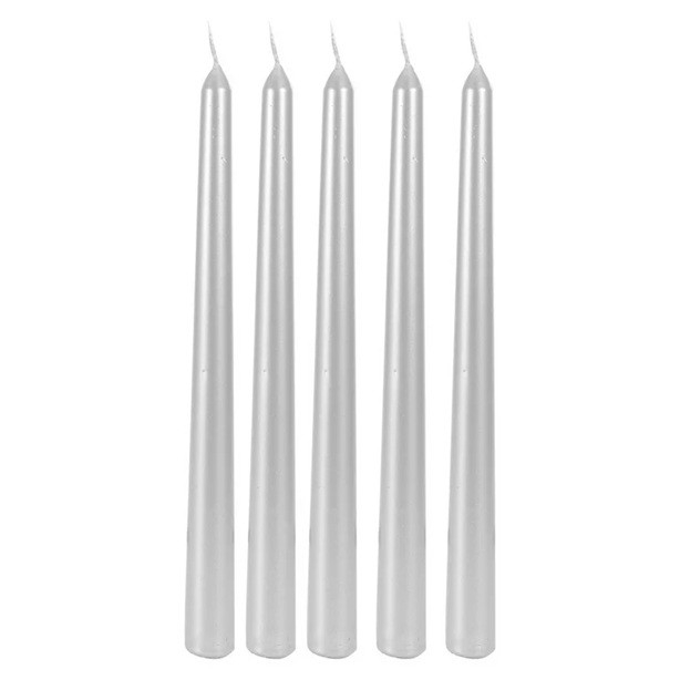 Lumanare Decorativa, pentru Masa, 25 cm, din Parafina, fara Fum, Ardere 7.5h, Argintiu [6]