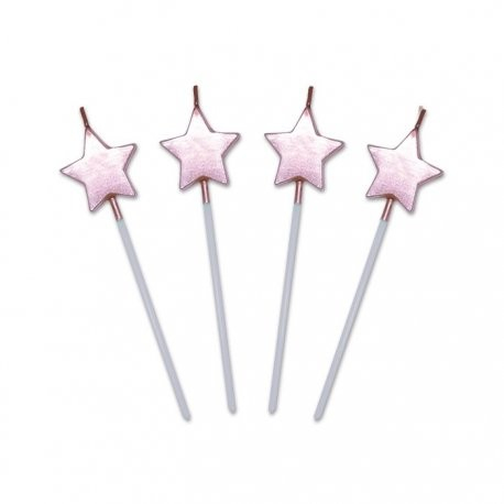 Lumanare de Tort, Model Steluta, Party, 8.5 x 3.2 cm, Roz Auriu [4]