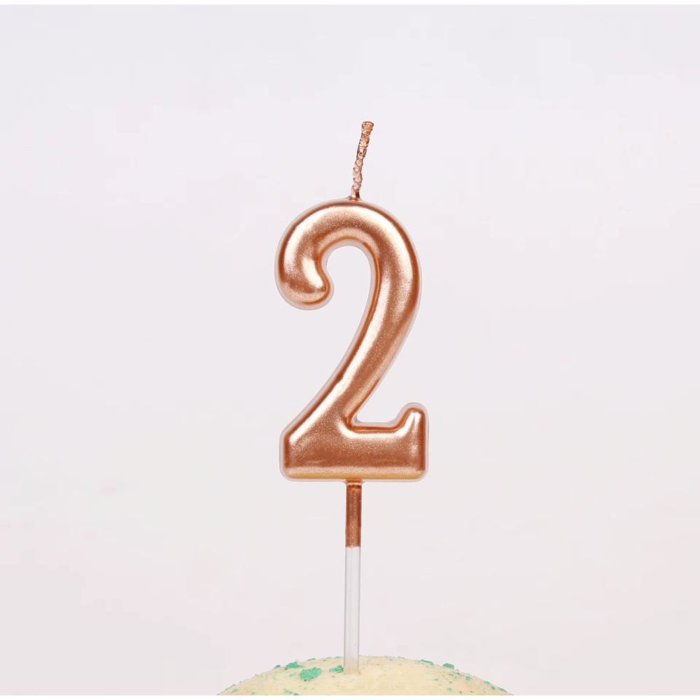 Lumanare de Tort, Model Cifra 2, Party, 4.5 x 2.5 cm, din Parafina, Rose Gold [4]