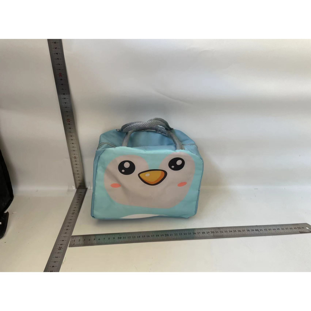 Geant? Frigorific?, cu Desene Animat, Portabil? pentru Copii, de Prânz, din Pânz? Oxford, 22x14x19 cm, Model Pinguin, Albastru [2]