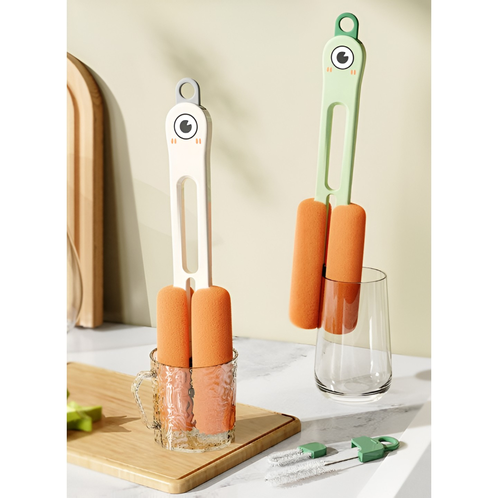 Perie de Curatat Pahare, Cani, Sticle, cu Maner Lung si Burete, Accesorii pentru Spalarea Paielor si Capacelor, usor de Agatat, 27.5x11.4x6cm, Verde [3]