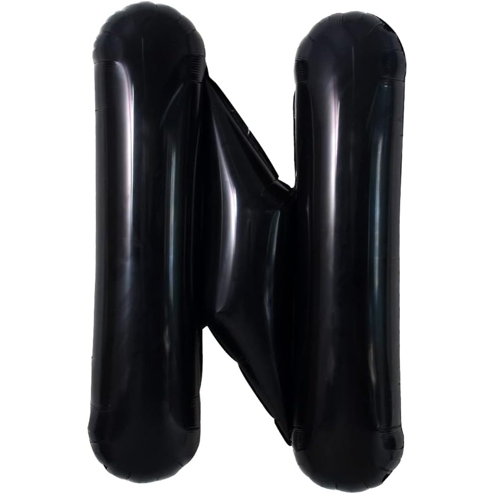 Balon Folie Metalizata Litera N, 40 cm, Umflati cu Heliu sau Aer, Ambalaj Individual, Pai inclus, Negru [5]